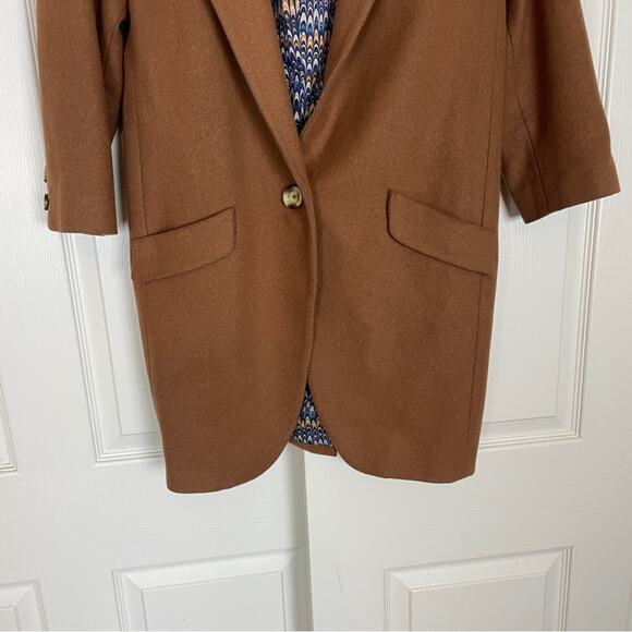 Anthropologie Cartonnier Sienna Tobacco Cocoon Wool Blend Coat Lined - Picture 4 of 10